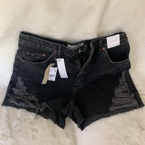 NWT Top Shop black denim rip shorts size 10 nordys